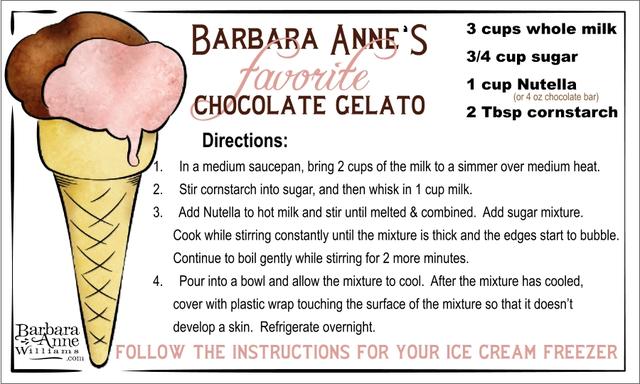 Nutella gelato recipe card