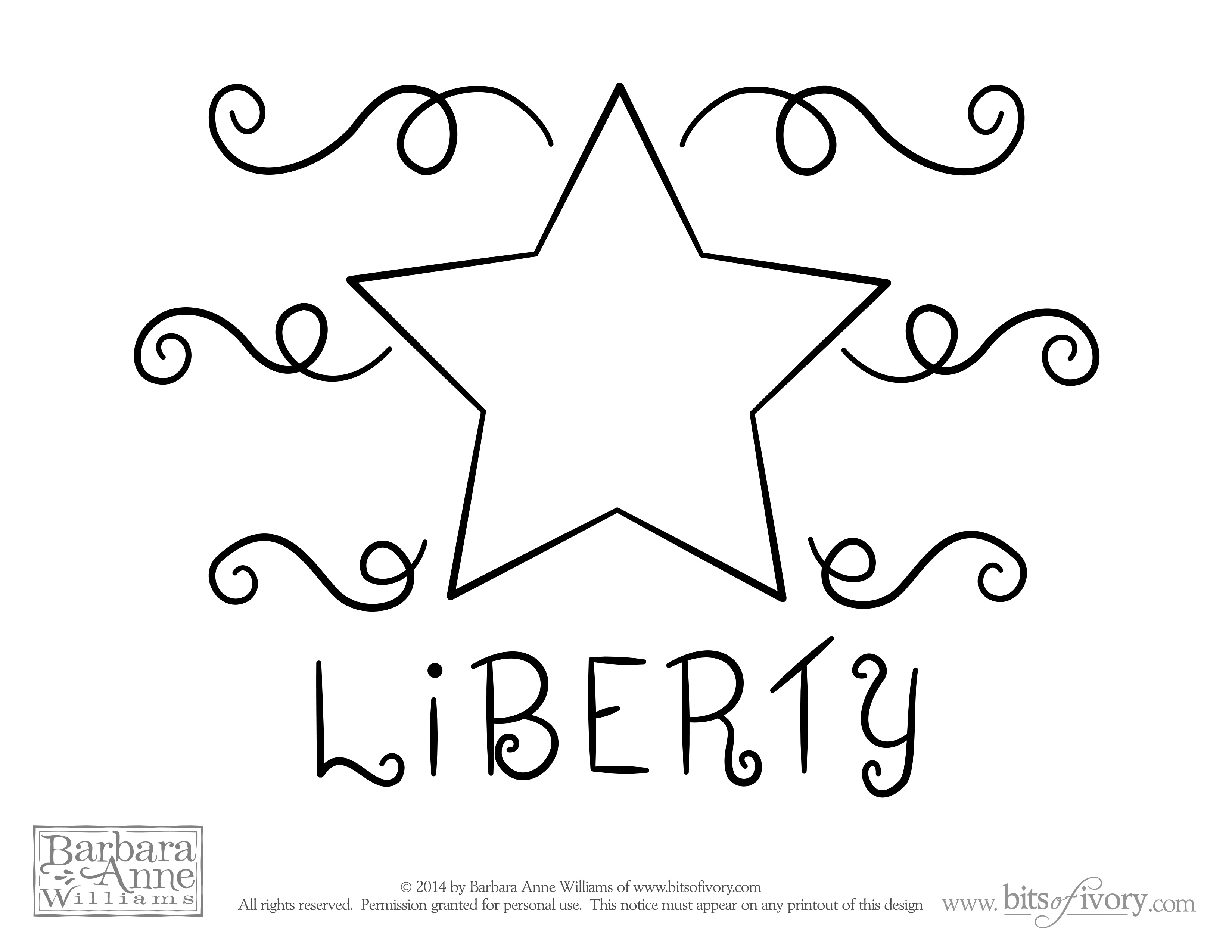 Liberty Embroidery Pattern | free printable pattern | www.bitsofivory.com
