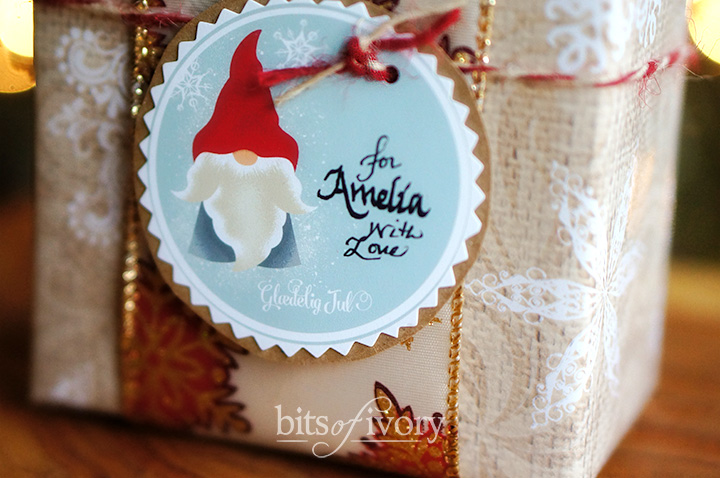 Wrapped Christmas Gift with Printable Tag - Danish Nisse