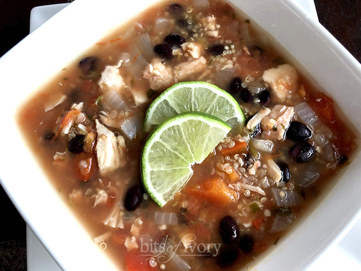 Recipe for chicken and black bean soup with quinoa